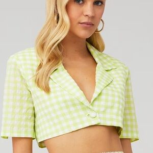 NWT For Love and Lemons Maureen Cropped Blazer Top. Size Small